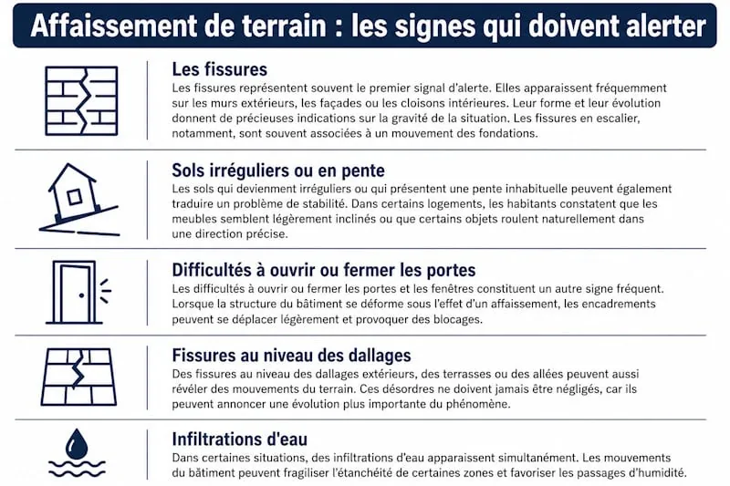 signes affaissement de terrain