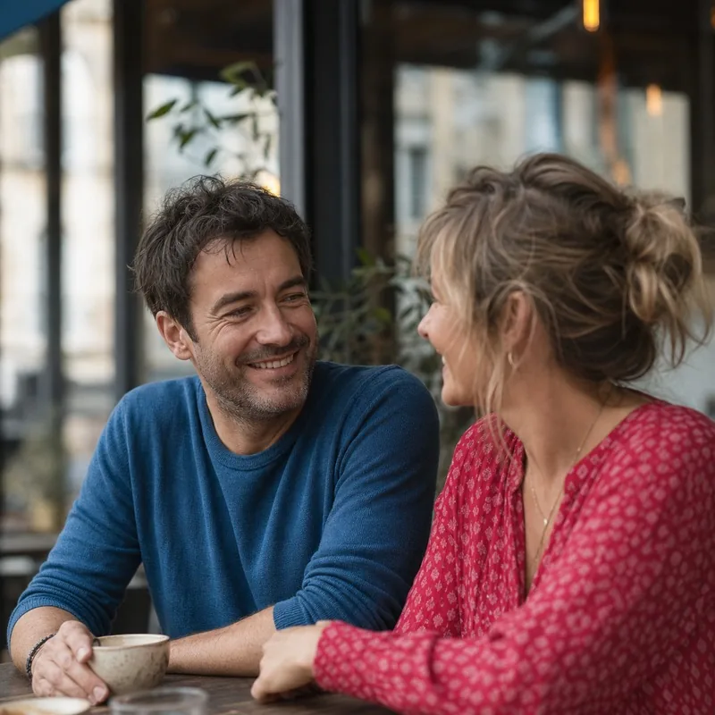 rencontre amoureuse à l'âge adulte, deux adultes en échange complice