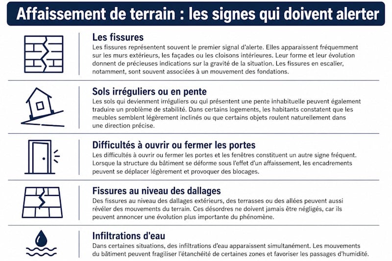 signes affaissement de terrain